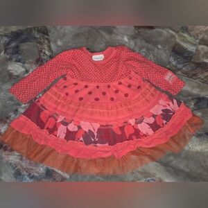 Naartjie Coral Floral, Lace And Polka Dots Baby Dress